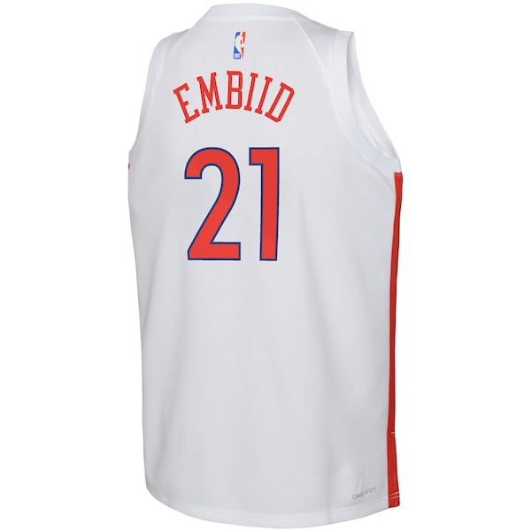 Joel Embiid Philadelphia 76ers Nike Youth 2022/23 Swingman Jersey - City Edition - White - Image 3