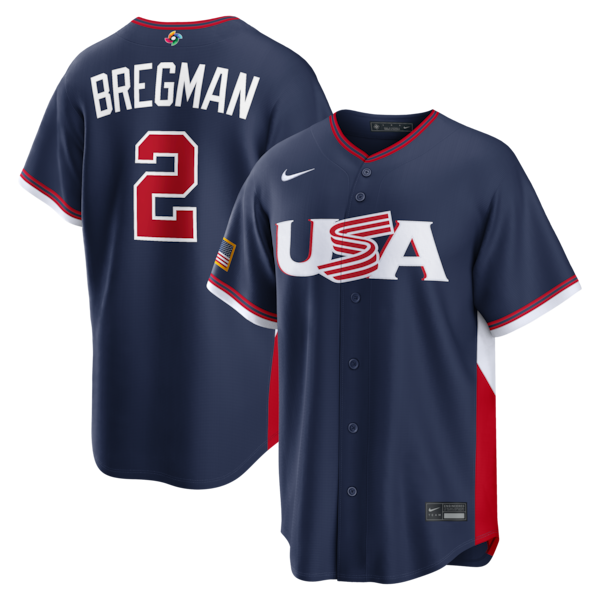 Men's USA Baseball Alex Bregman Nike 2026 World Baseball Classic Road Stadium Jersey - Navy/White - Image 2