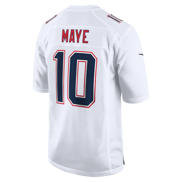 Men's New England Patriots Drake Maye Nike Super Bowl LX Patch Tundra Fashion Game Jersey - White/Black - Image 4
