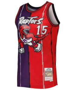 Alternative view of Vince Carter Toronto Raptors Hardwood Classics 1998/99 Split Swingman Jersey - Purple/Red
