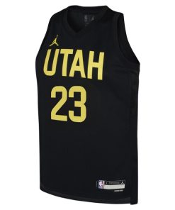 Alternative view of Lauri Markkanen Utah Jazz Jordan Brand Youth Swingman Jersey - Statement Edition - Black