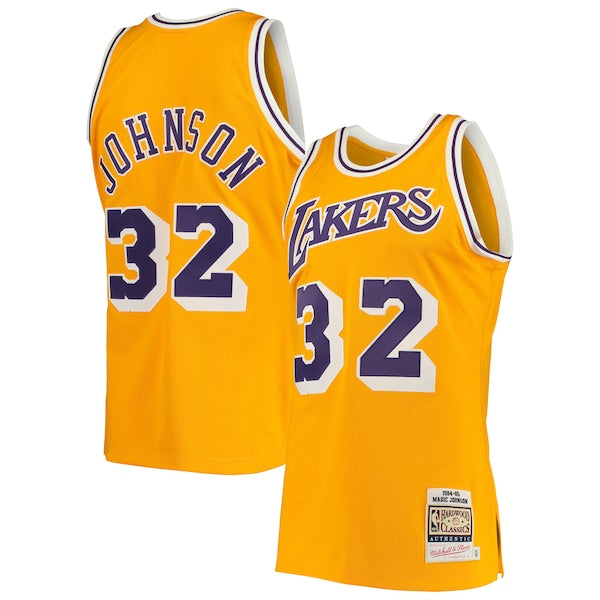 Magic Johnson Los Angeles Lakers 1984/85 Hardwood Classics Authentic Jersey - Gold/Purple - Image 2