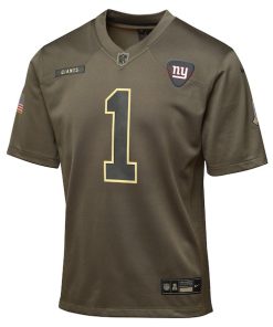 Alternative view of Malik Nabers New York Giants Nike Youth 2025 Salute to Service Game Jersey - Olive