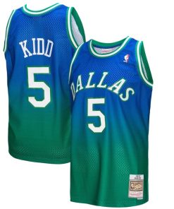Alternative view of Jason Kidd Dallas Mavericks 1994/95 Hardwood Classics Fadeaway Swingman Player Jersey - Green/Navy