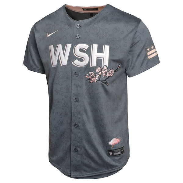 C.J. Abrams Washington Nationals Nike Youth City Connect Limited Player Jersey - Charcoal - Image 2