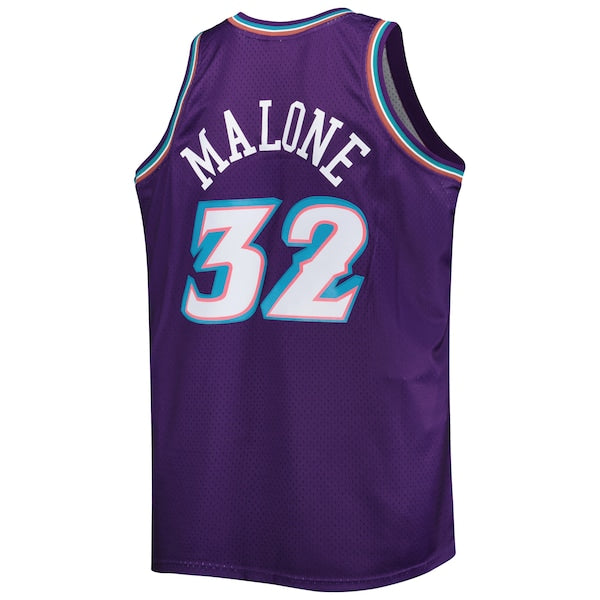 Karl Malone Utah Jazz Big & Tall Hardwood Classics 1996/97 Swingman Jersey - Purple/White - Image 4