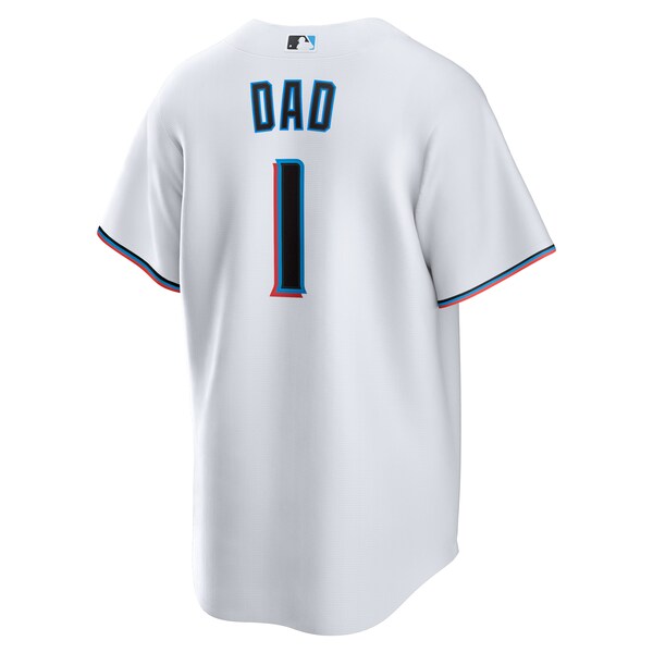 Miami Marlins Nike #1 Dad Home Replica Jersey - White - Image 3