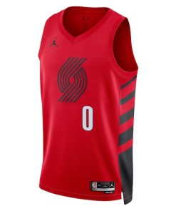 Alternative view of Damian Lillard Portland Trail Blazers Jordan Brand Unisex Swingman Jersey - Red - Statement Edition