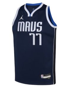 Alternative view of Luka Doncic Dallas Mavericks Jordan Brand Youth Swingman Jersey - Statement Edition - Navy
