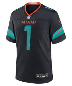 Alternative view of Tua Tagovailoa Miami Dolphins Nike 2025 Rivalries Collection Game Jersey - Pitch Blue