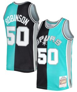 David Robinson San Antonio Spurs Hardwood Classics 1998/99 Split Swingman Jersey - Black/Teal
