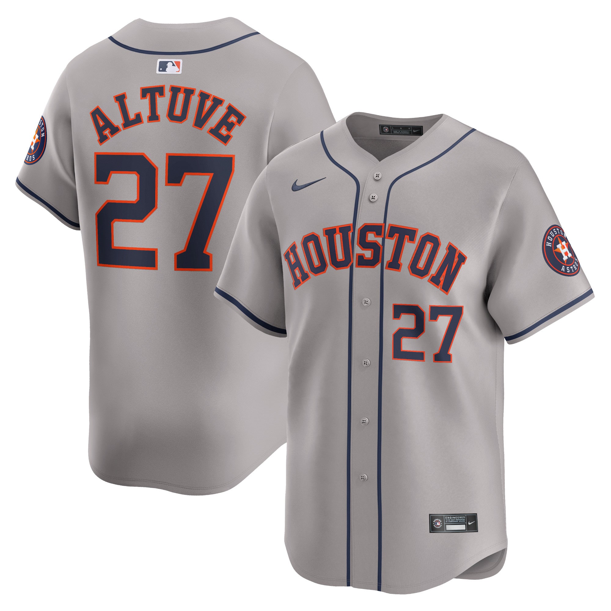 Jose Altuve Houston Astros Nike Home Limited Player Jersey - White/Gray - Image 5