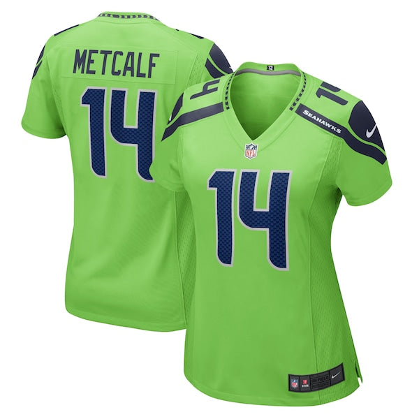 DK Metcalf Seattle Seahawks Nike Women's Game Jersey - Neon Green/Navy - Image 4