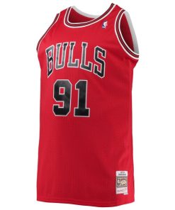 Alternative view of Dennis Rodman Chicago Bulls 1997/98 Big & Tall Hardwood Classics Swingman Jersey - Red