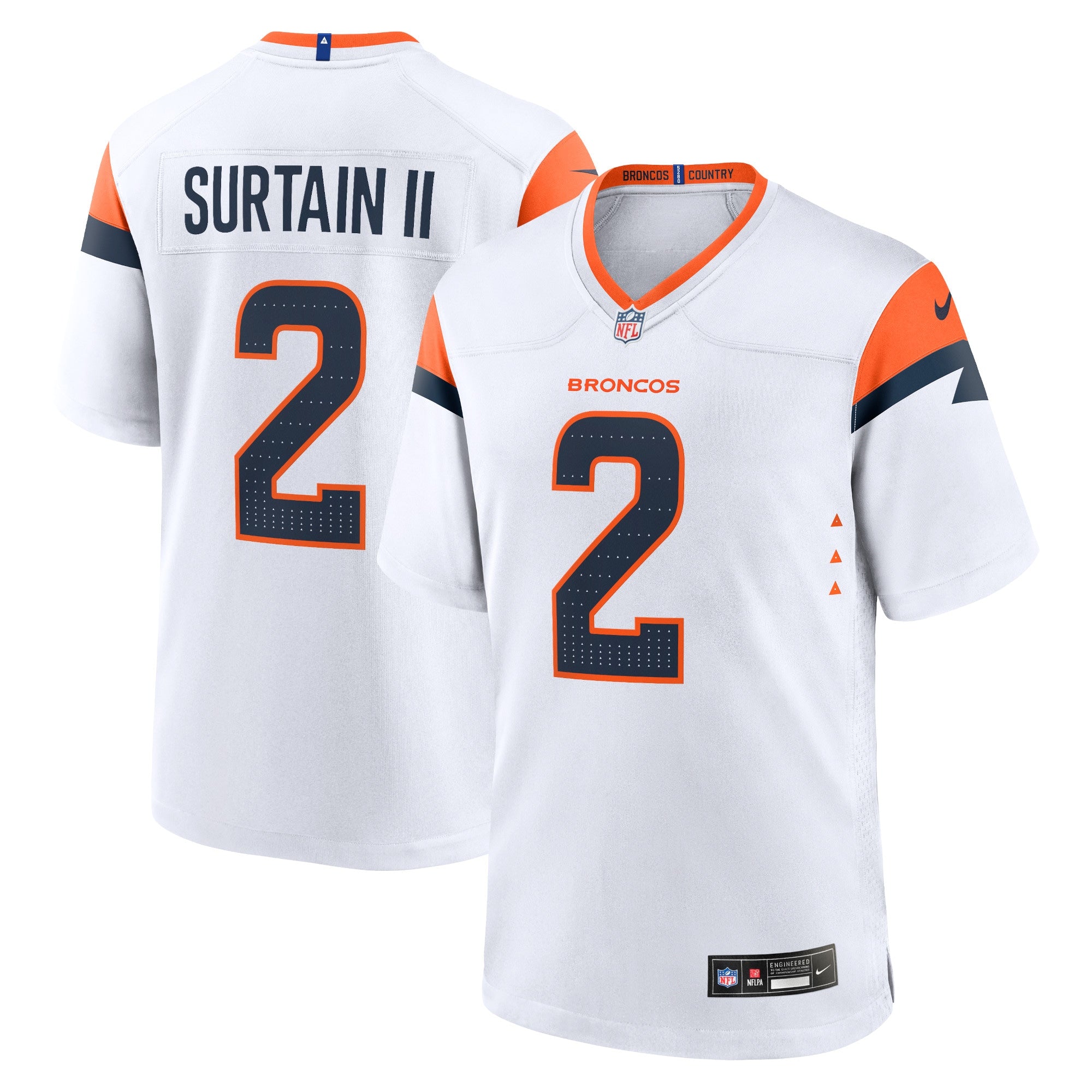 Patrick Surtain II Denver Broncos Nike Game Jersey - Orange/Navy/White - Image 8