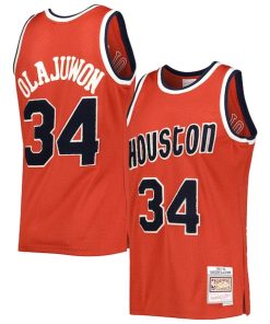 Hakeem Olajuwon Houston Rockets 1993/94 Hardwood Classics Off-Court Swingman Jersey - Red
