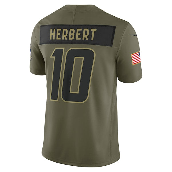 Justin Herbert Los Angeles Chargers Nike 2025 Salute to Service Limited Jersey - Olive - Image 3