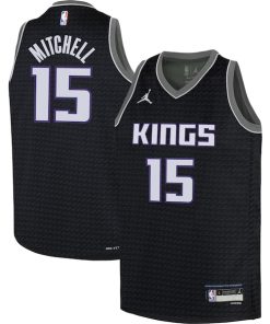 Davion Mitchell Sacramento Kings Jordan Brand Youth Swingman Jersey - Statement Edition - Black