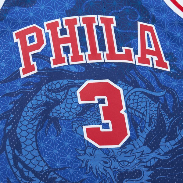 Allen Iverson Philadelphia 76ers 1996/97 Hardwood Classics Asian Heritage 6.0 Swingman Throwback Player Jersey - Royal - Image 5