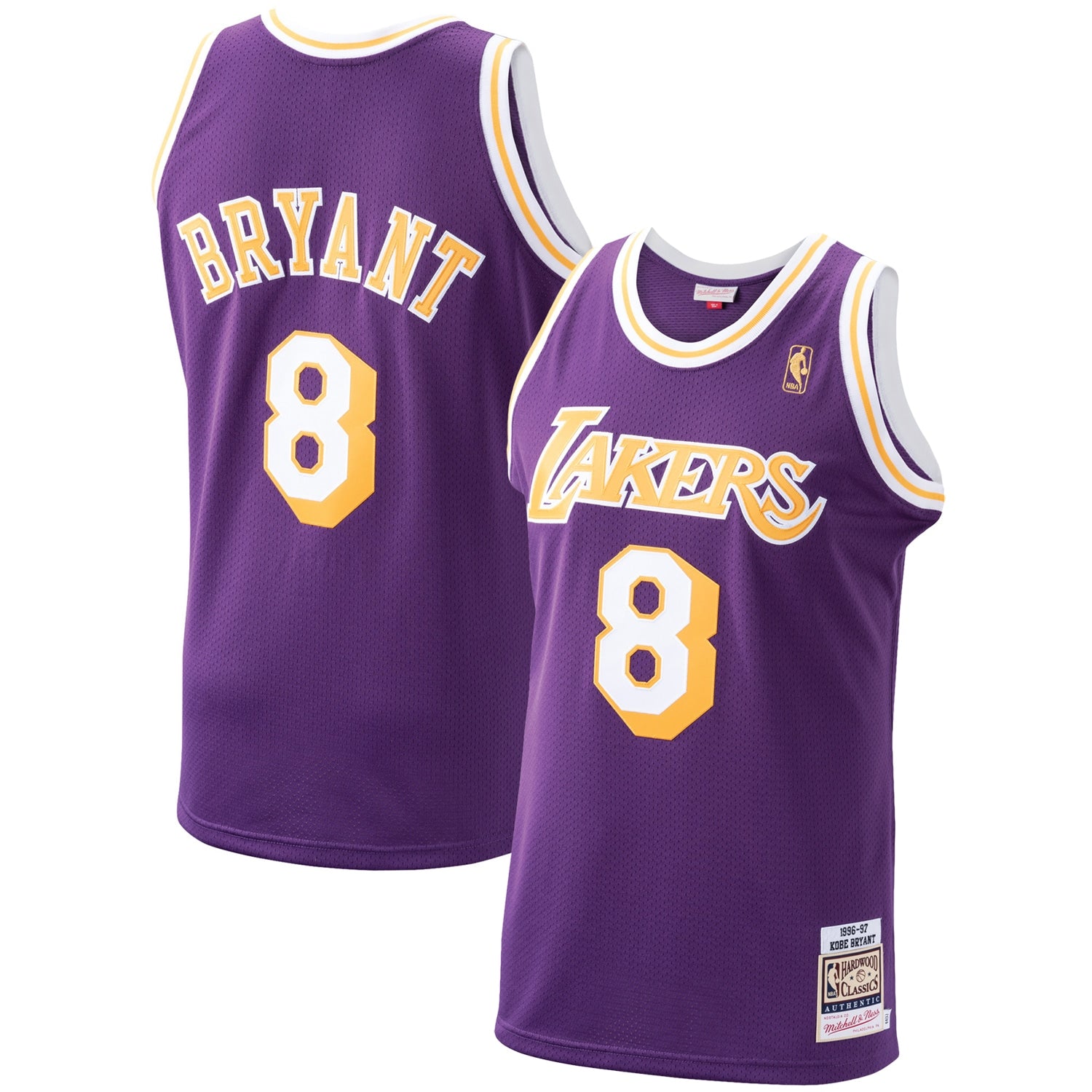 Men's Los Angeles Lakers Kobe Bryant Royal 1996-97 Hardwood Classics Authentic Player Jersey- Blue/Gold/Purple - Image 6