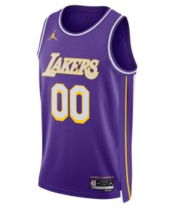 Alternative view of Los Angeles Lakers Jordan Brand Unisex Swingman Custom Jersey - Statement Edition - Purple