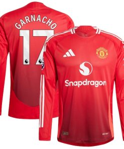 Alejandro Garnacho Manchester United 2024/25 Home Authentic Long Sleeve Player Jersey - Red