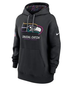 Alternative view of Seattle Seahawks Nike Women's 2024 NFL Crucial Catch Club Pullover Hoodie - Black