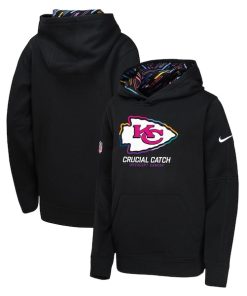 Kansas City Chiefs Nike Youth 2024 NFL Crucial Catch Pullover Hoodie - Black