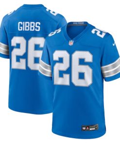 Alternative view of Jahmyr Gibbs Detroit Lions Nike Game Jersey - Blue