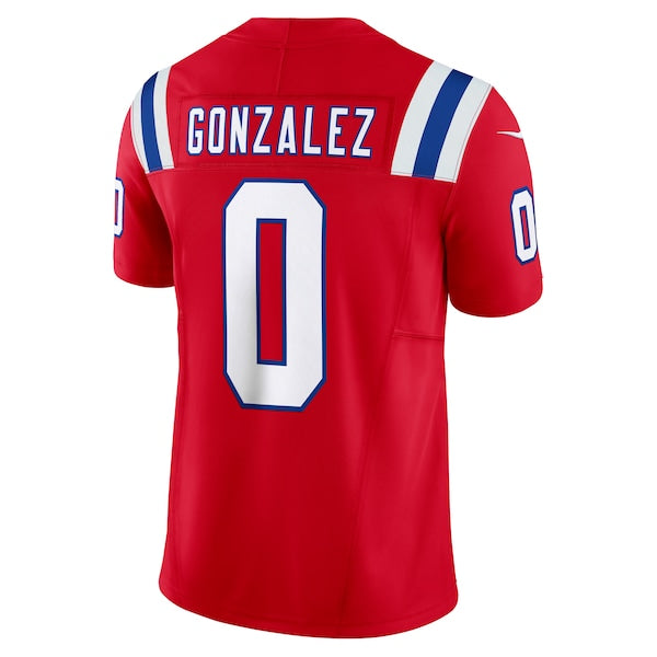 Christian Gonzalez New England Patriots Nike Alternate Vapor F.U.S.E. Limited Jersey - Red/Navy - Image 4