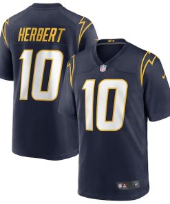 Alternative view of Justin Herbert Los Angeles Chargers Nike Alternate Game Jersey - Navy/Royal/White