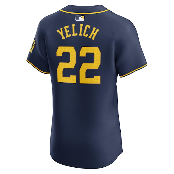 Christian Yelich Milwaukee Brewers Nike Alternate Home Elite Player Jersey - Navy - Image 4