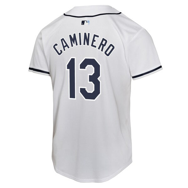 Junior Caminero Tampa Bay Rays Nike Youth Home Player Game Jersey - White - Image 3
