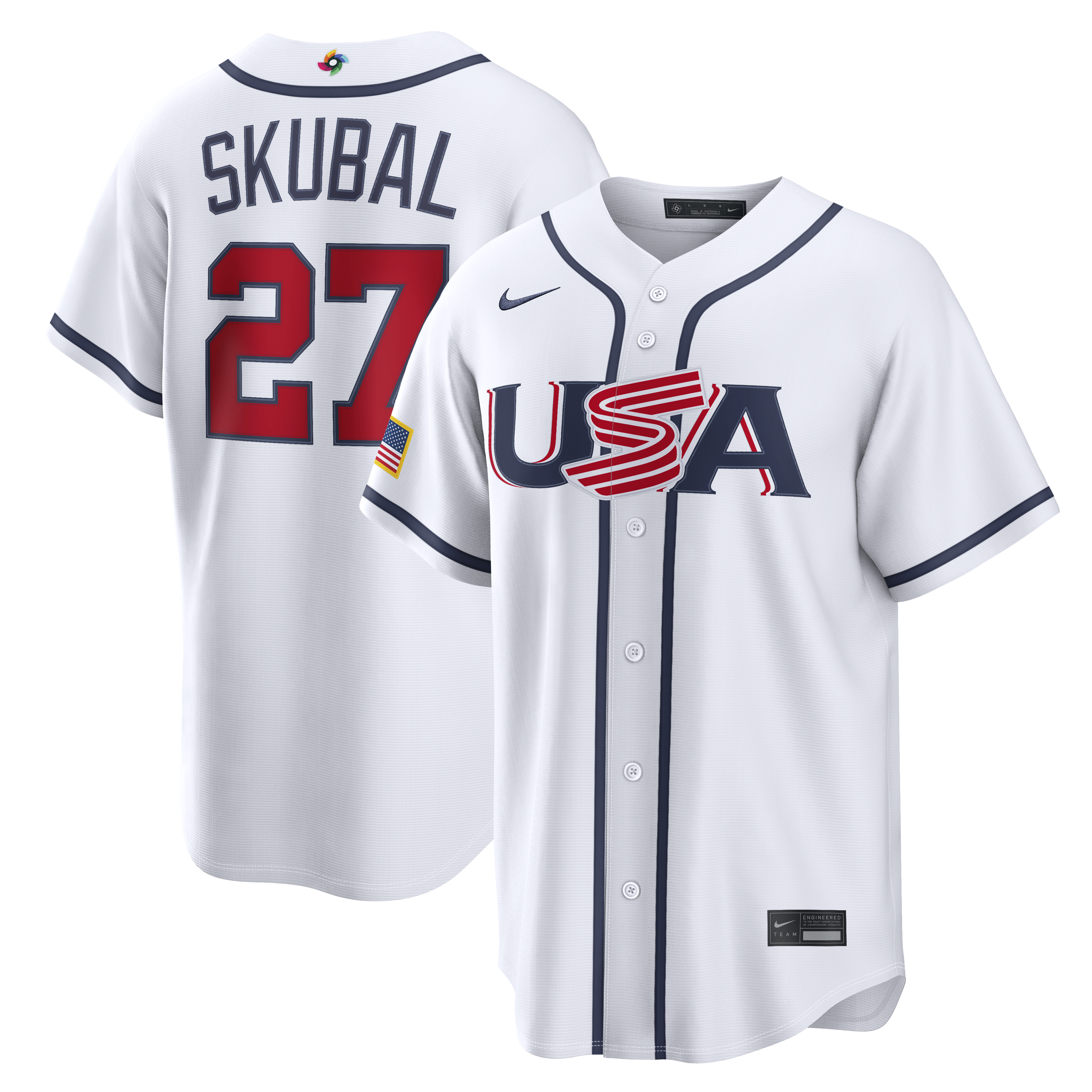 Men's USA Baseball Tarik Skubal Nike 2026 World Baseball Classic Road Stadium Jersey - Navy/White - Image 5