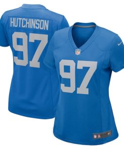 Alternative view of Aidan Hutchinson Detroit Lions Nike Women's Player Jersey - Blue/Silver