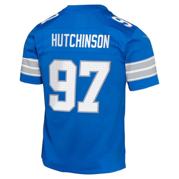 Aidan Hutchinson Detroit Lions Nike Youth Team Player Game Jersey - Blue - Image 5