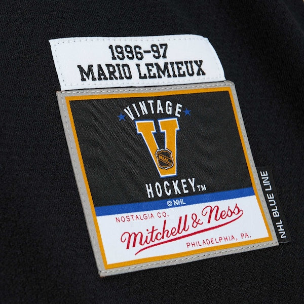 Mario Lemieux Pittsburgh Penguins Captain's Patch 1996/97 Blue Line Player Jersey - Black - Image 6