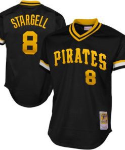 Alternative view of Willie Stargell Pittsburgh Pirates 1982 Authentic Cooperstown Collection Mesh Batting Practice Jersey - Black