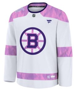 Alternative view of Boston Bruins  Hockey Fights Cancer Practice Jersey - White