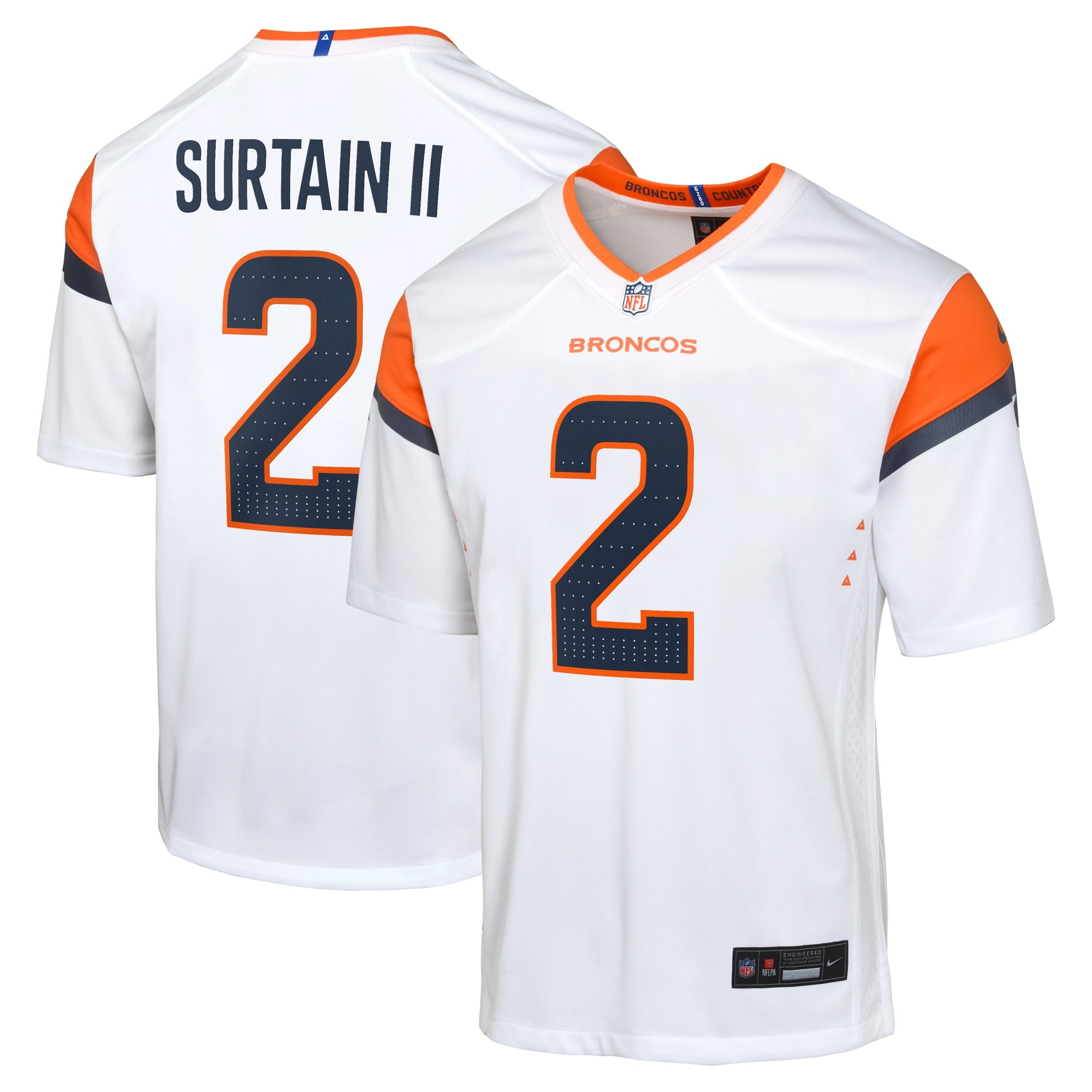 Patrick Surtain II Denver Broncos Nike Youth Alternate Game Jersey - Navy/Orange/White - Image 7