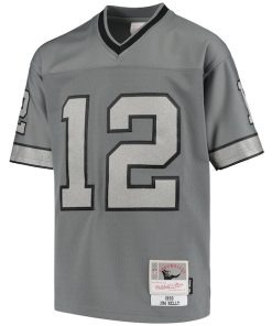 Alternative view of Jim Kelly Buffalo Bills Youth 1990 Retired Player Metal Replica Jersey - Charcoal