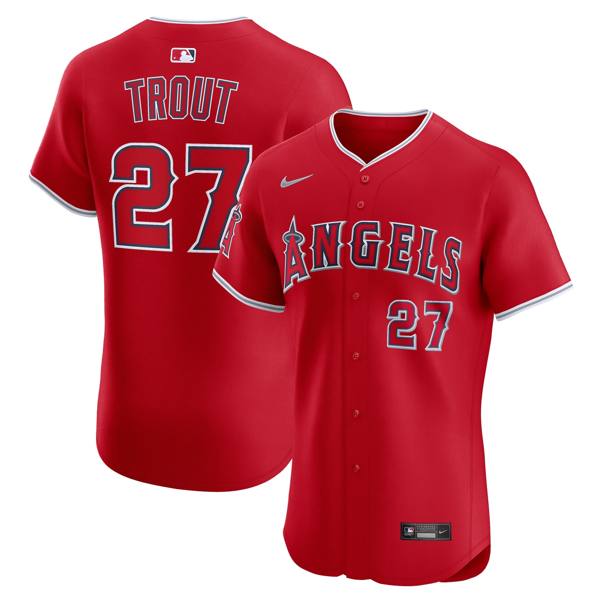 Mike Trout Los Angeles Angels Nike Home ElitePlayer Jersey - White/Red - Image 5