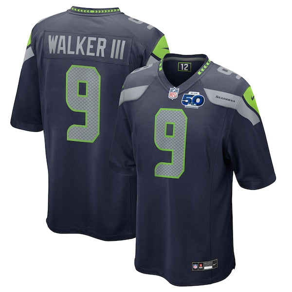 Kenneth Walker III Seattle Seahawks Nike 50th Season Game Jersey - College Navy/Royal/White - Image 2