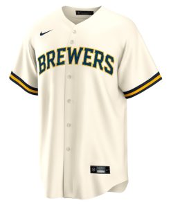 Alternative view of Milwaukee Brewers Nike Home  2025 Jackie Robinson Day Replica Jersey - Cream