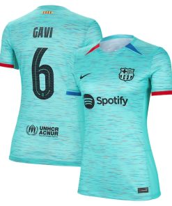Gavi Barcelona Nike Women's 2023/24 Third Replica Jersey - Aqua