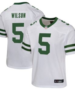 Alternative view of Garrett Wilson New York Jets Nike Youth Game Jersey - Legacy White/Black/Green