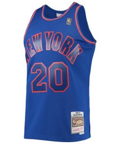Alternative view of Allan Houston New York Knicks 1996/97 Throwback Dark Swingman Jersey - Blue