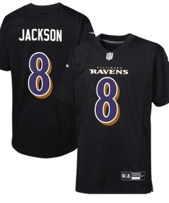 Alternative view of Lamar Jackson Baltimore Ravens Nike Youth Fashion Game Jersey - Black