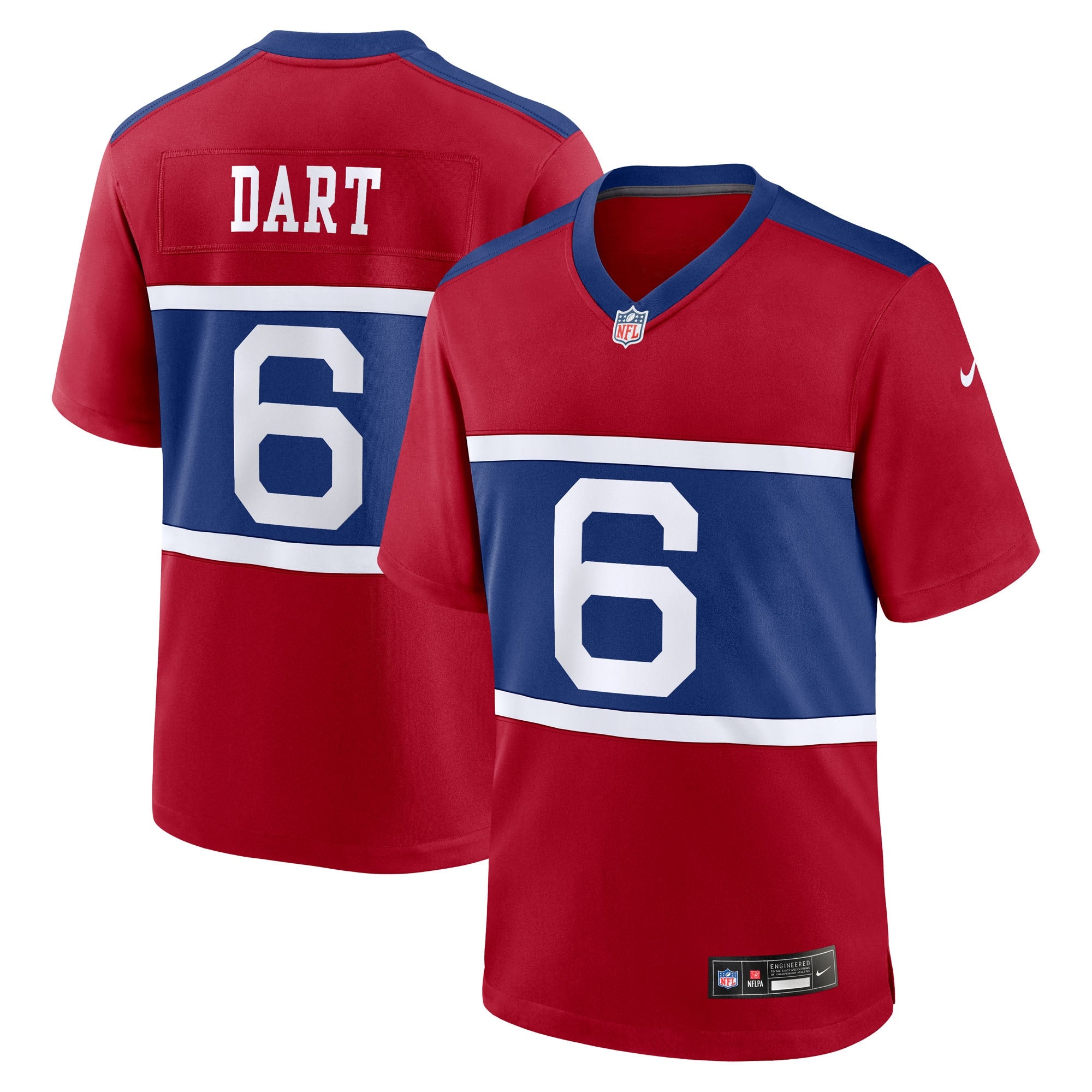 Jaxson Dart New York Giants Nike Preschool Game Jersey - White/Royal/Red - Image 3