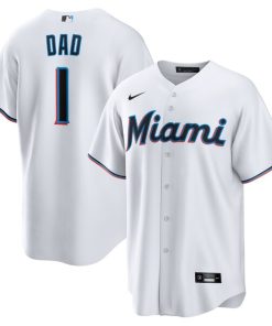 Miami Marlins Nike #1 Dad Home Replica Jersey - White